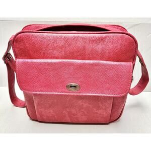 Vtg Royal Traveller Medalist Bag Red Carry On Key 60s Pink Inside Clean 12.5x13